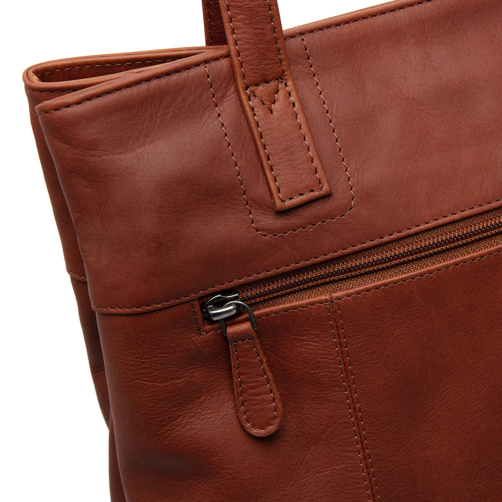 Leather Tote Bag Cognac Solvia