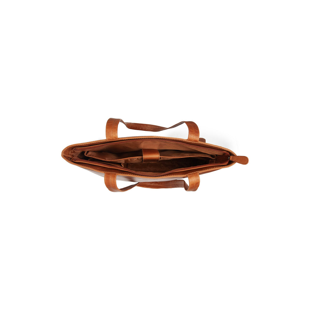 Leather Tote Bag Cognac Alveron