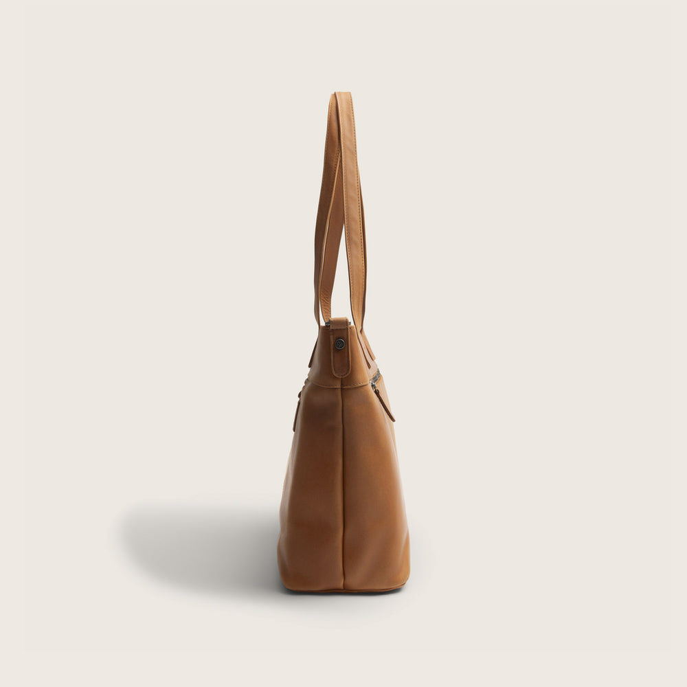 Leather Tote Bag Cognac Osira
