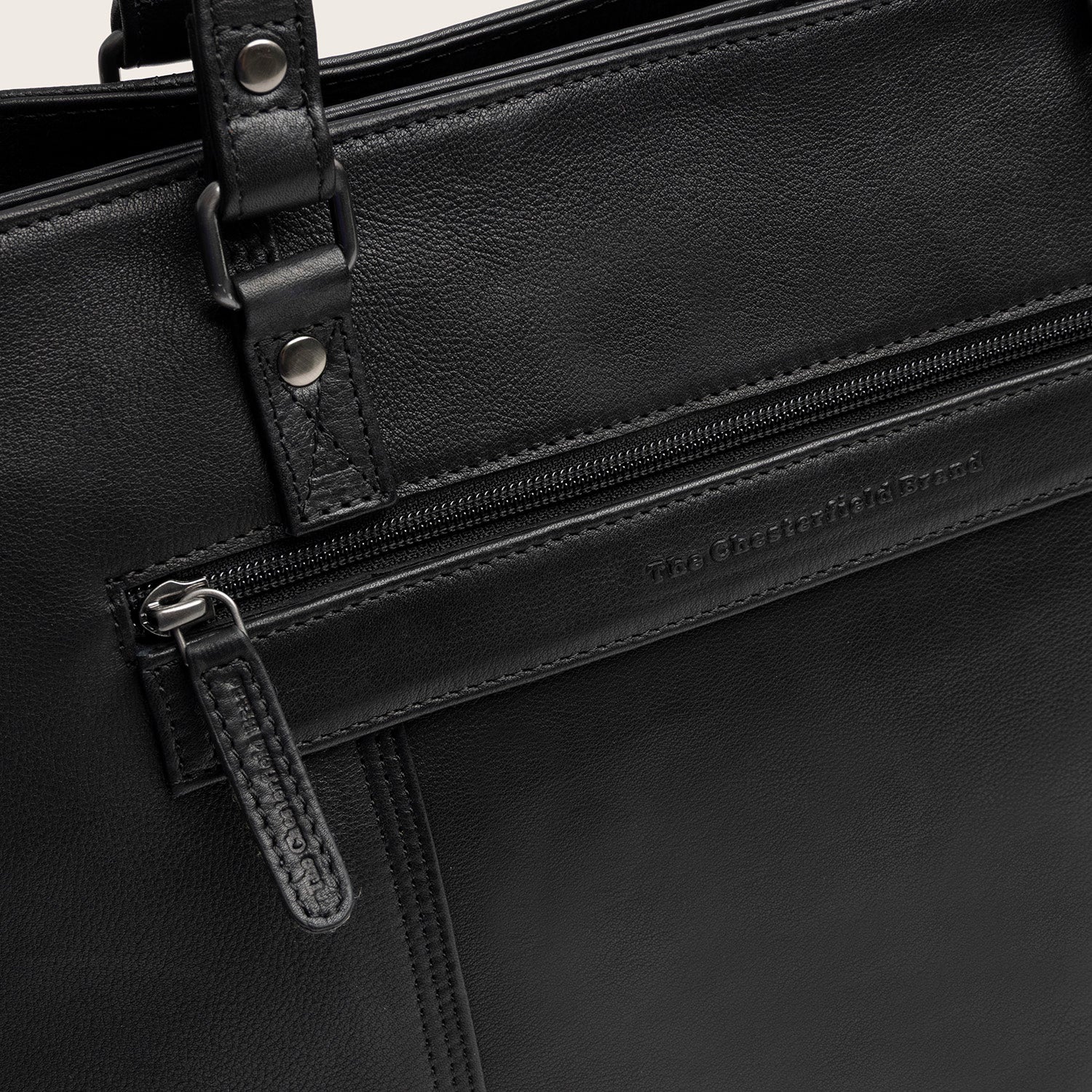 Leder Shopper Schwarz Alverino