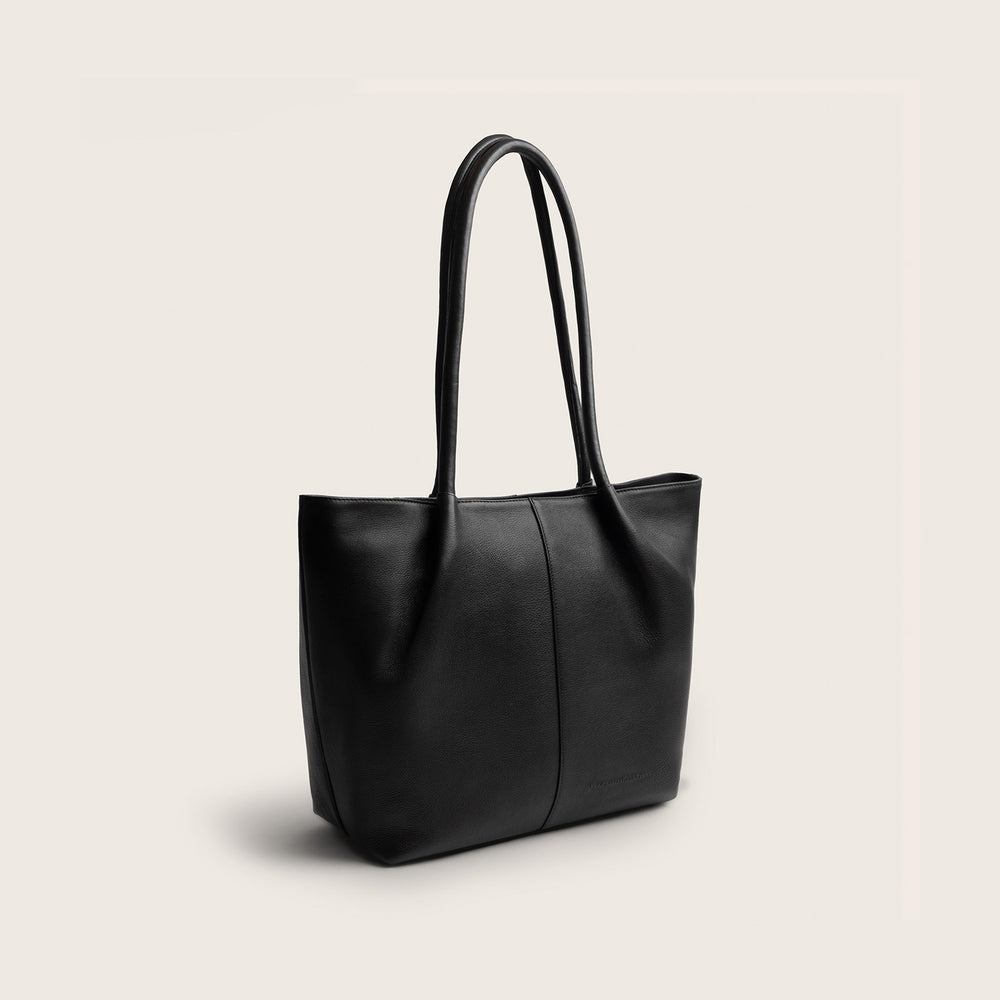Sac Cabas en Cuir Noir Vespera