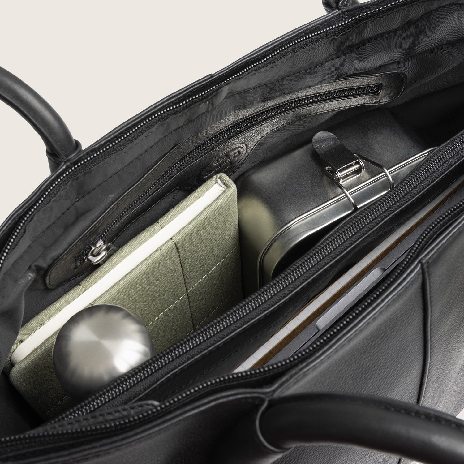 Leder Shopper Schwarz Vespera
