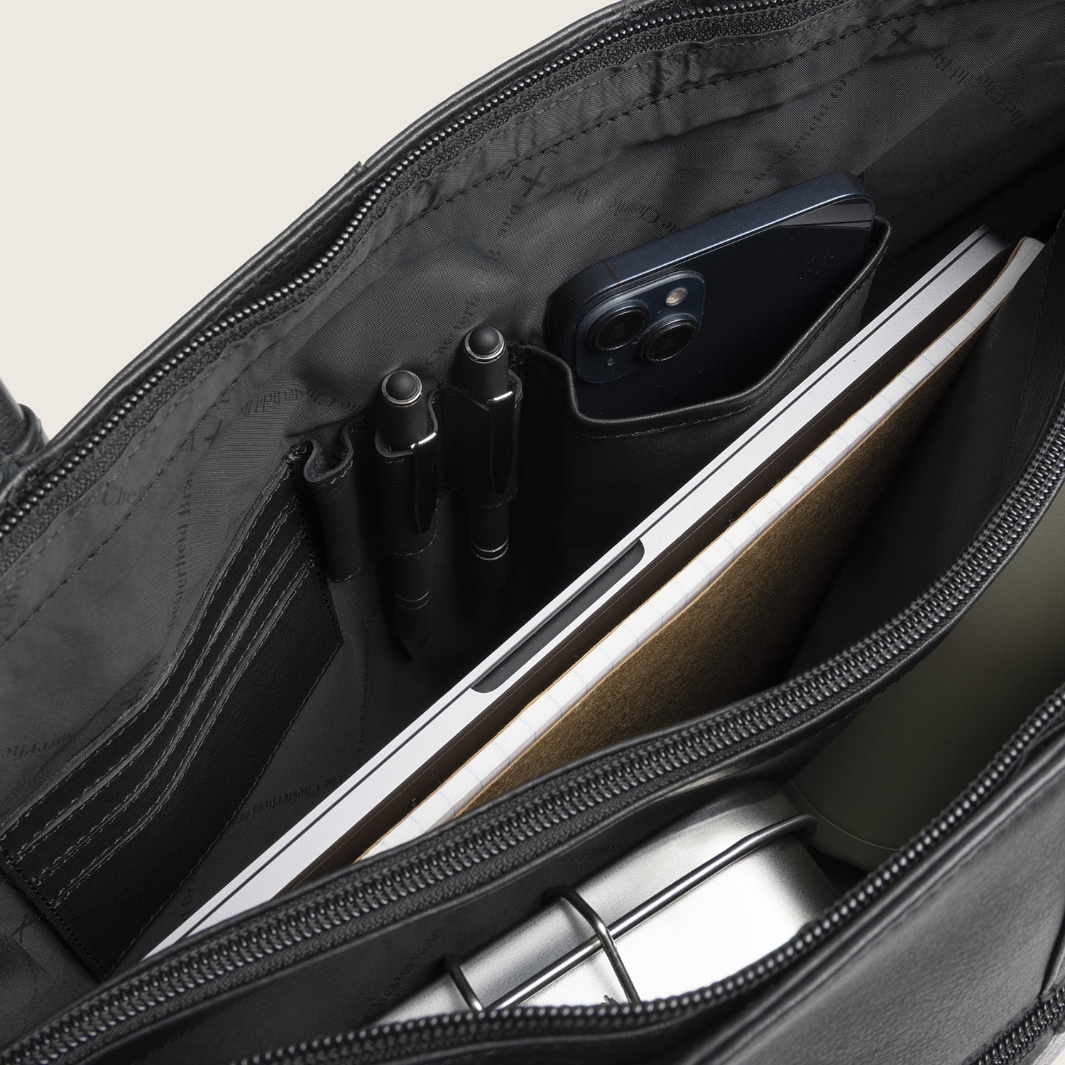 Leder Shopper Schwarz Vespera