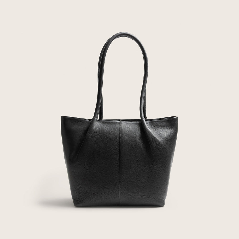 Sac Cabas en Cuir Noir Vespera
