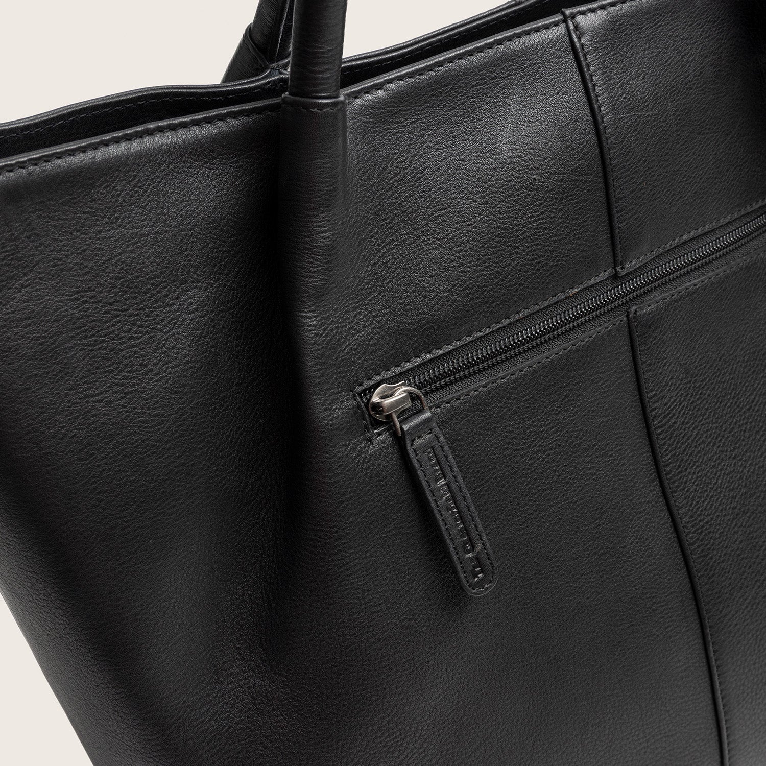Leder Shopper Schwarz Vespera