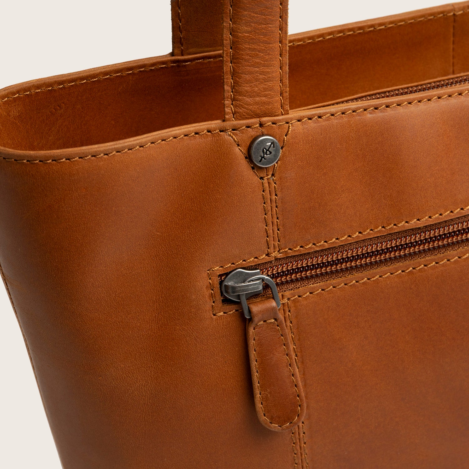 Leather Tote Bag Cognac Anira