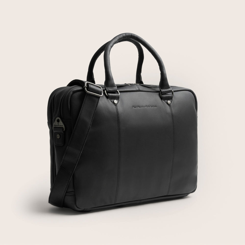Sacoche Ordinateur en Cuir Noir Boston