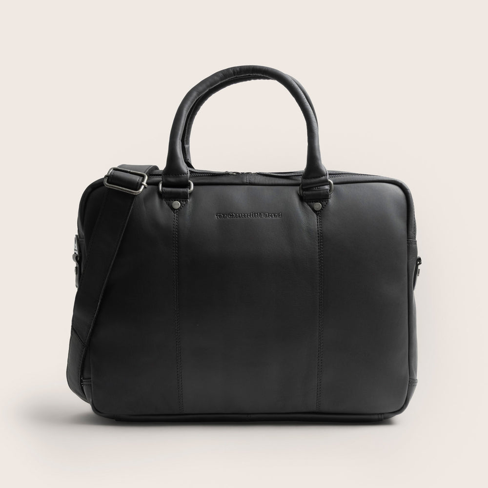 Sacoche Ordinateur en Cuir Noir Boston