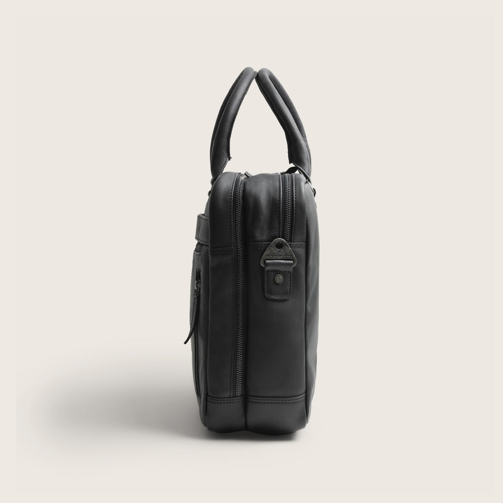 Sacoche Ordinateur en Cuir Noir Boston