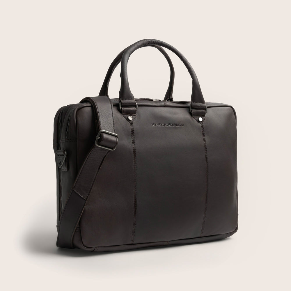 Leather Laptop Bag Brown Boston