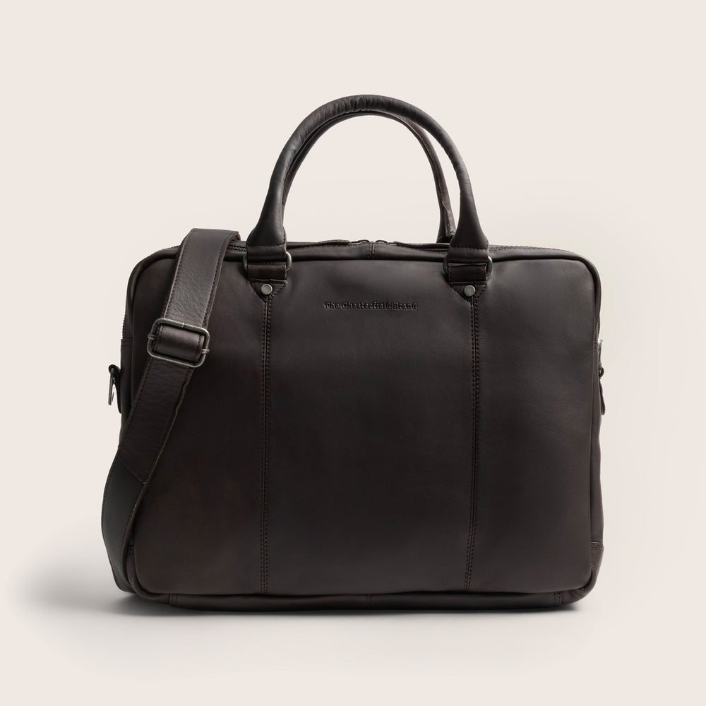 Leather Laptop Bag Brown Boston