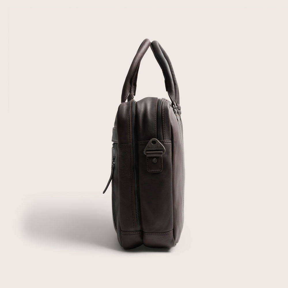 Leather Laptop Bag Brown Boston