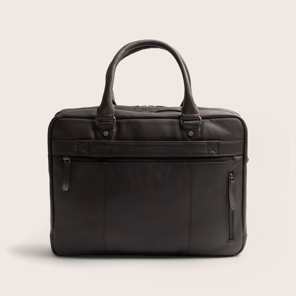 Leather Laptop Bag Brown Boston