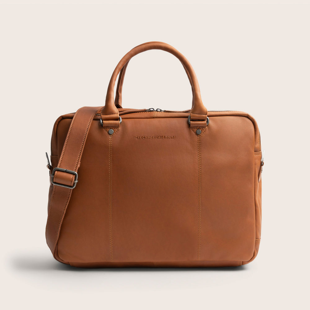 Leather Laptop Bag Cognac Boston