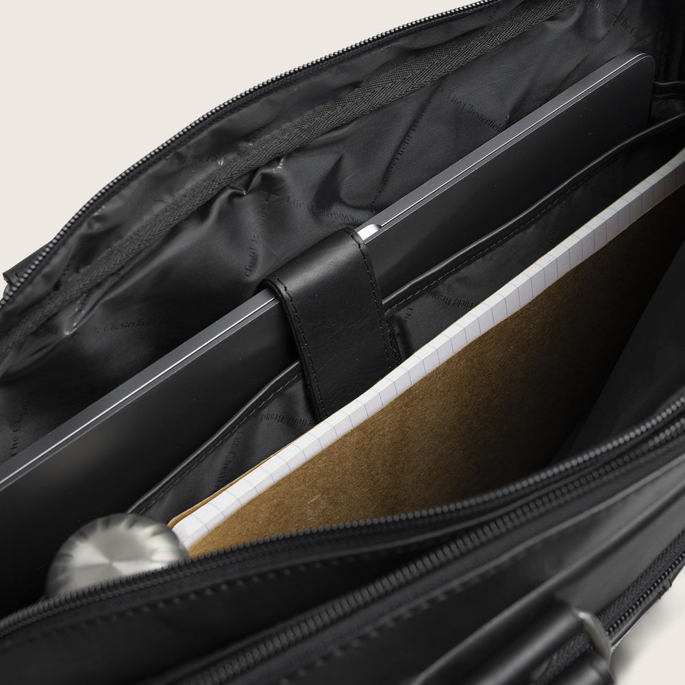 Leren Laptoptas Zwart Seth