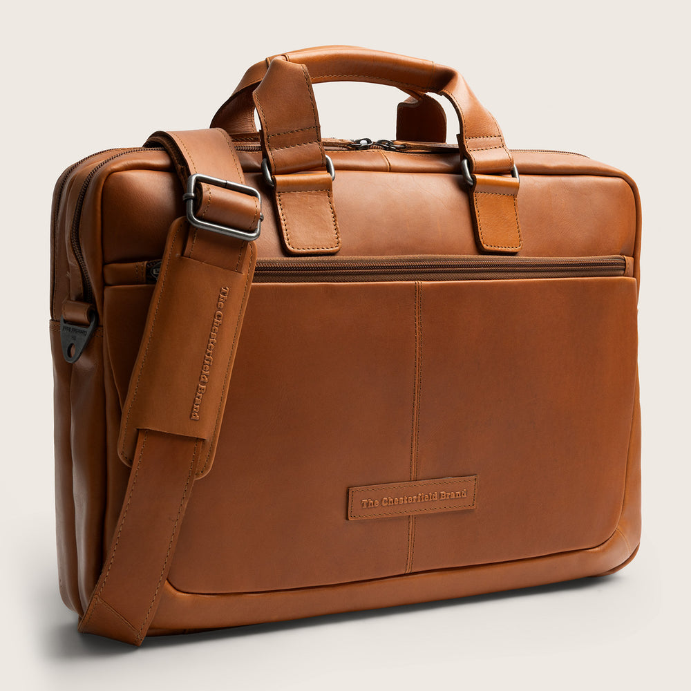 Leather Laptop Bag Cognac Seth