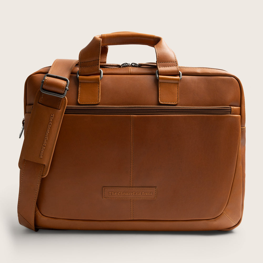 Leather Laptop Bag Cognac Seth