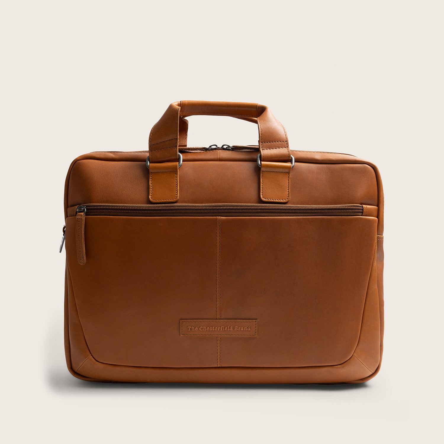 Leren Laptoptas Cognac Seth, vooraanzicht