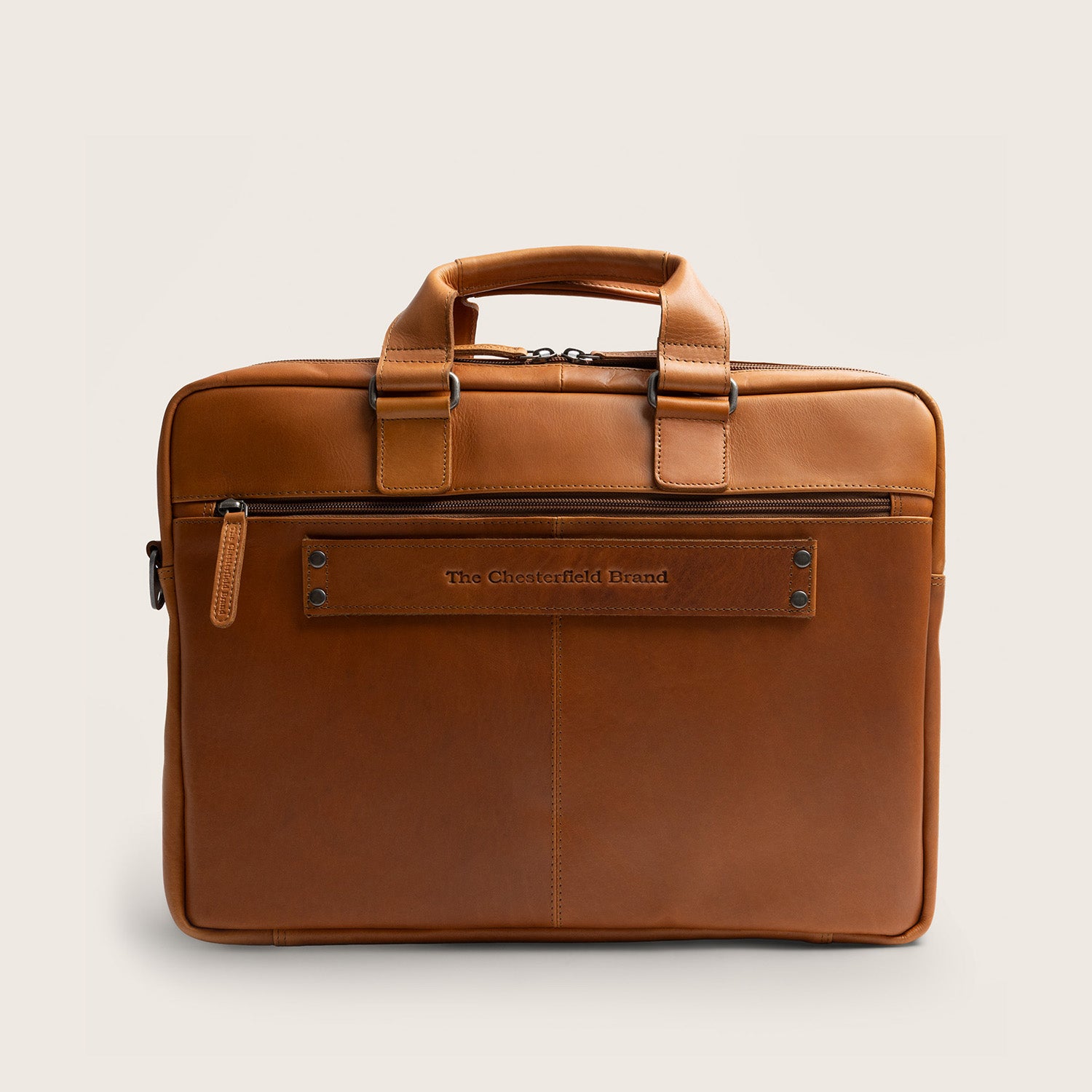 Leren Laptoptas Cognac Seth, achteraanzicht