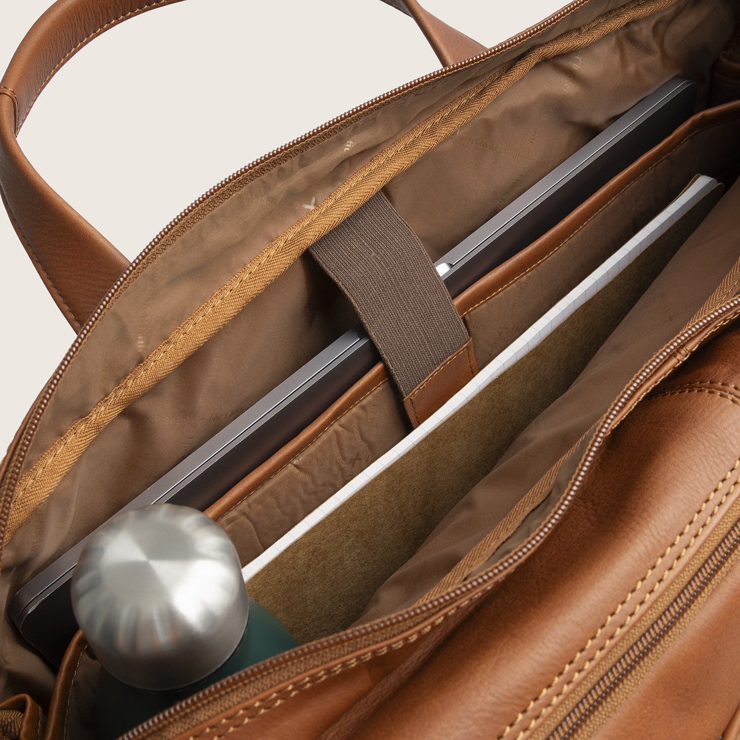 Leather Laptop Bag Cognac Ryan