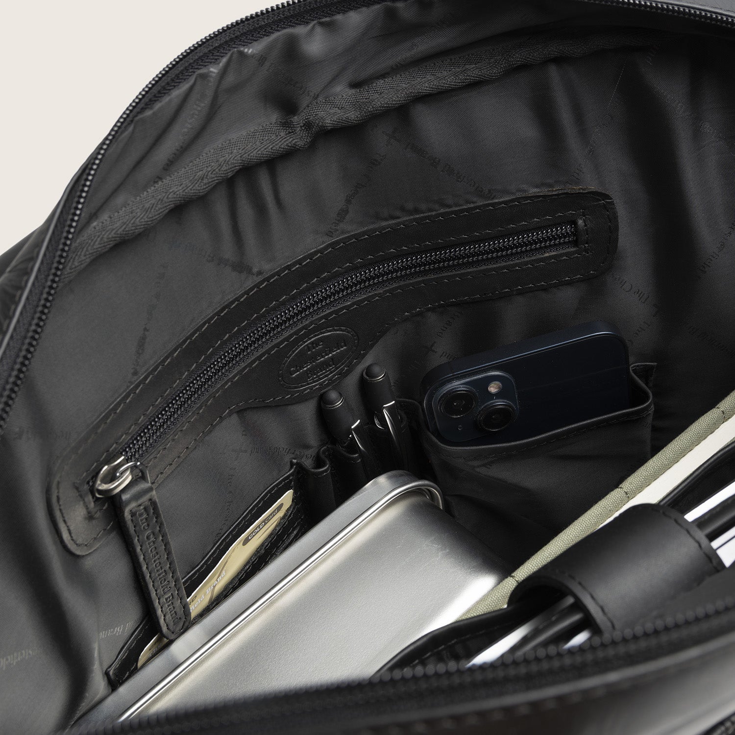 Leder Laptoptasche Schwarz Calvi
