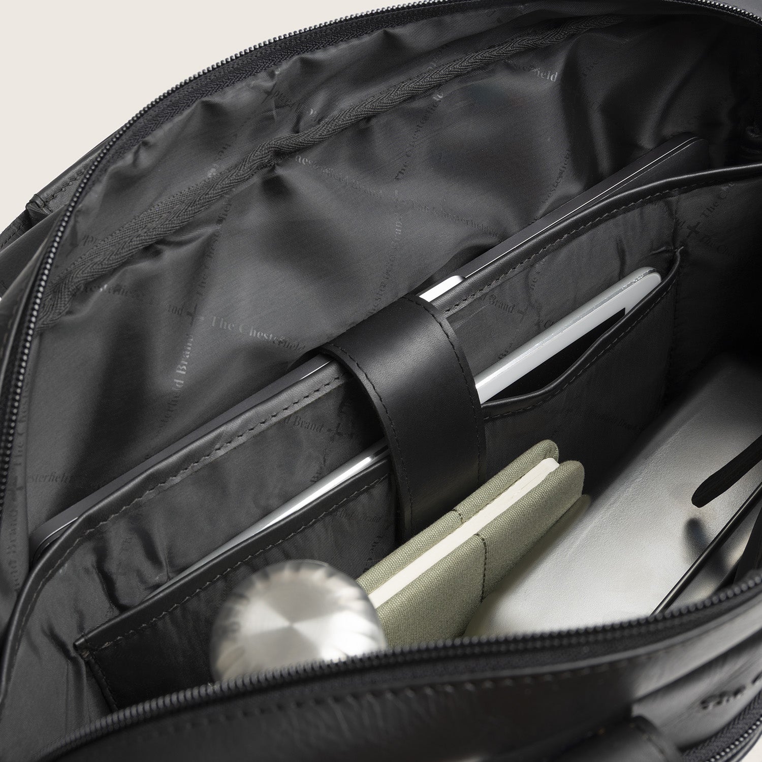Leder Laptoptasche Schwarz Calvi