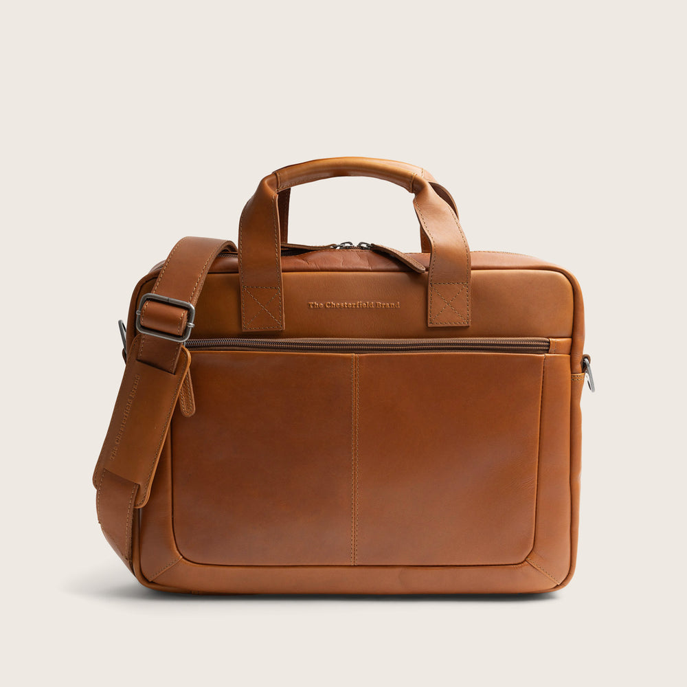 Leather Laptop Bag Cognac Calvi