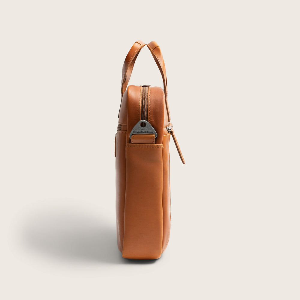 Leather Laptop Bag Cognac Calvi