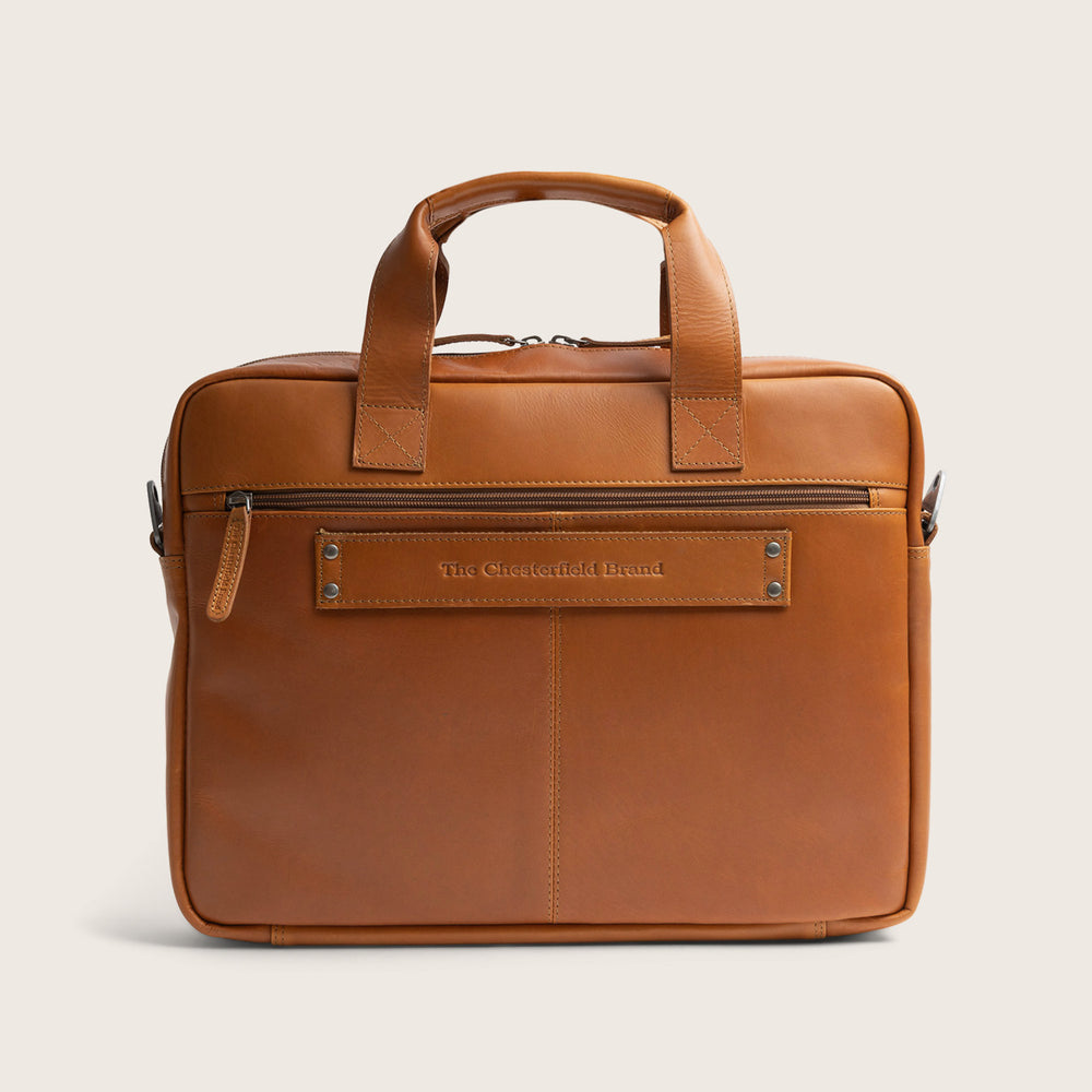 Leather Laptop Bag Cognac Calvi