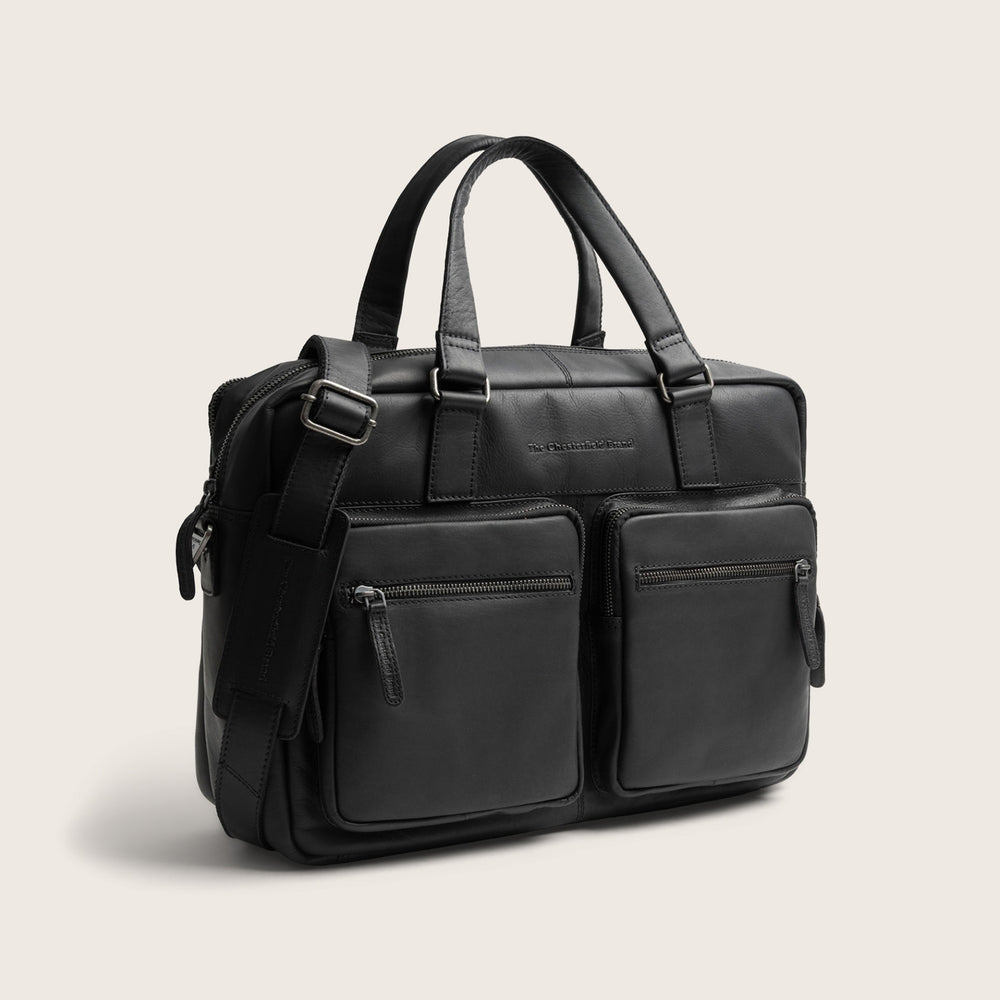 Sacoche Ordinateur en Cuir Noir Misha