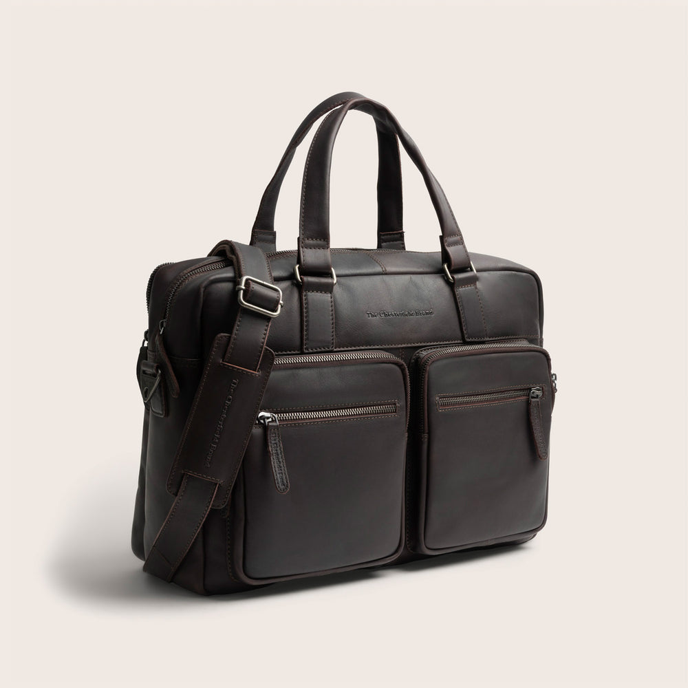 Leather Laptop Bag Brown Misha