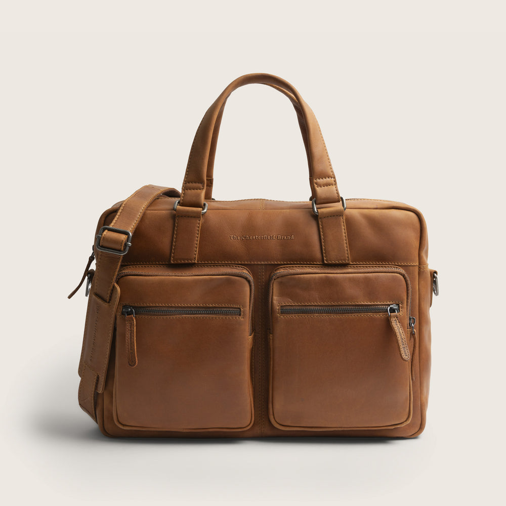 Leather Laptop Bag Cognac Misha