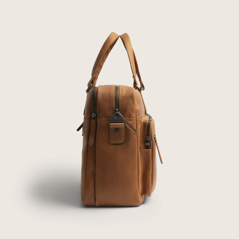 Leather Laptop Bag Cognac Misha