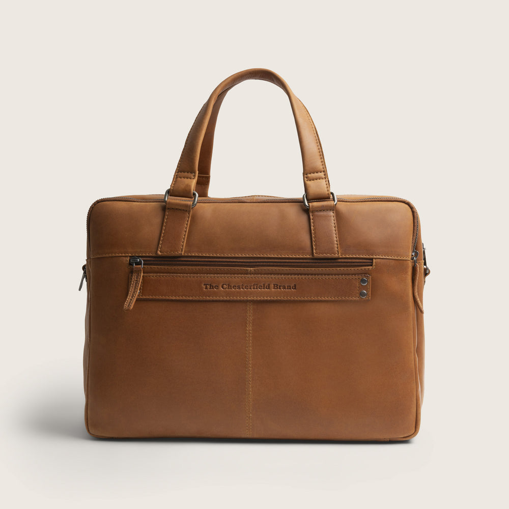Leather Laptop Bag Cognac Misha
