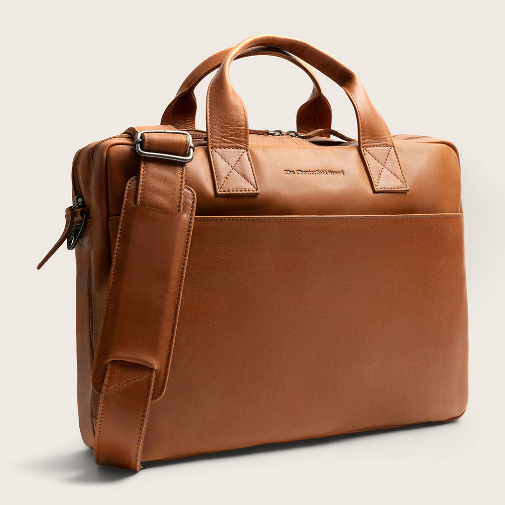 Leather Laptop Bag Cognac Frazer