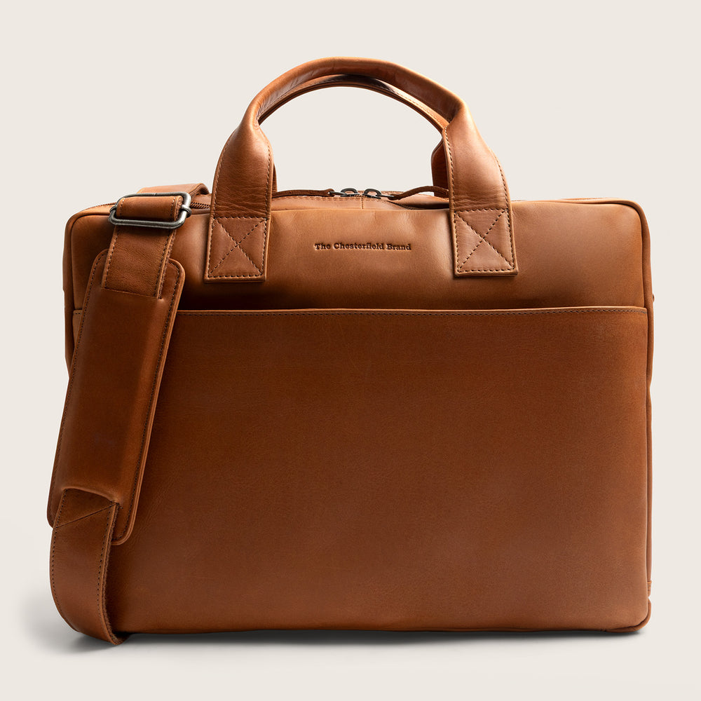 Leather Laptop Bag Cognac Frazer