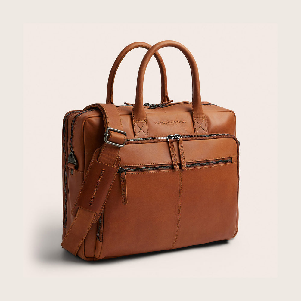 Leather Laptop Bag Cognac Tacama
