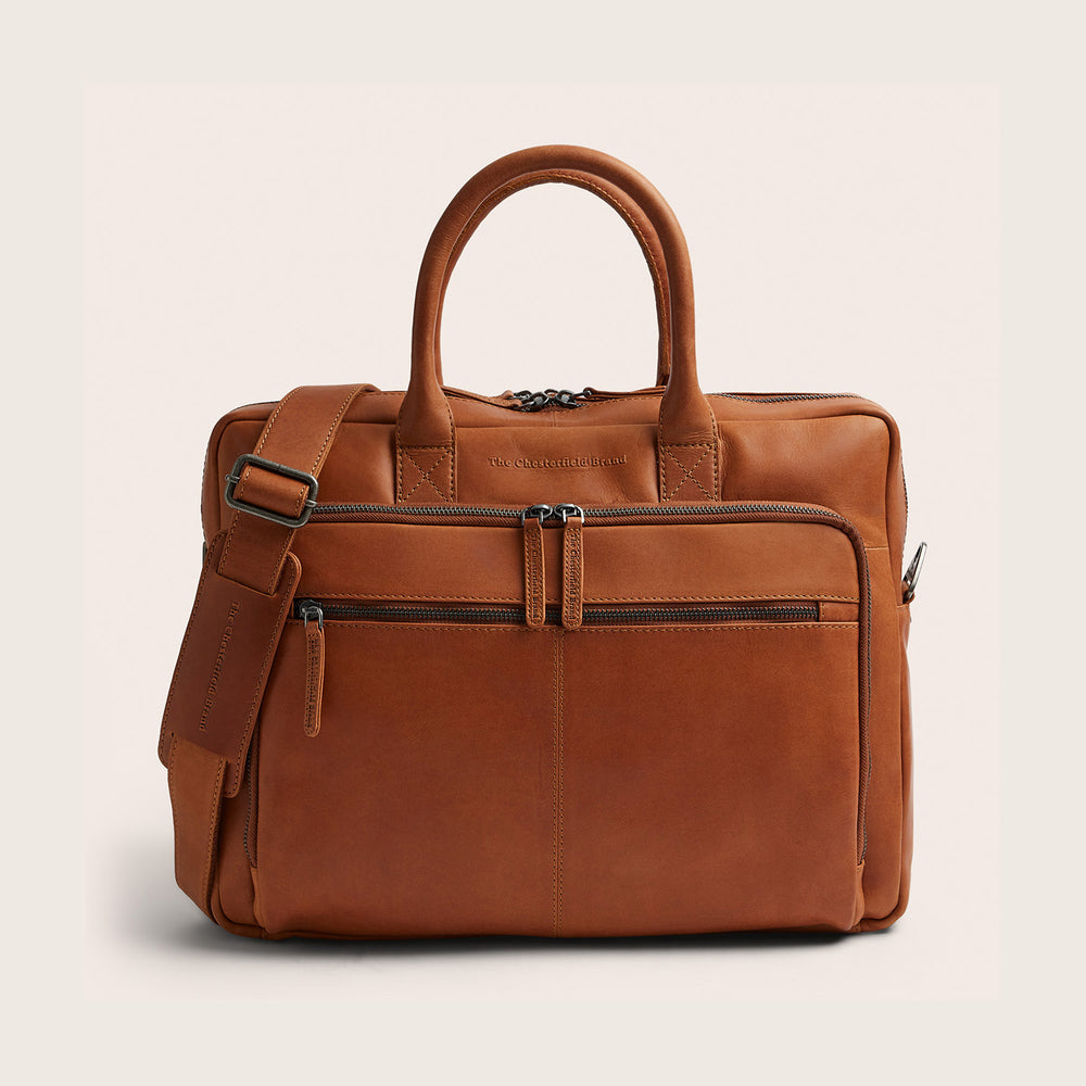 Leather Laptop Bag Cognac Tacama