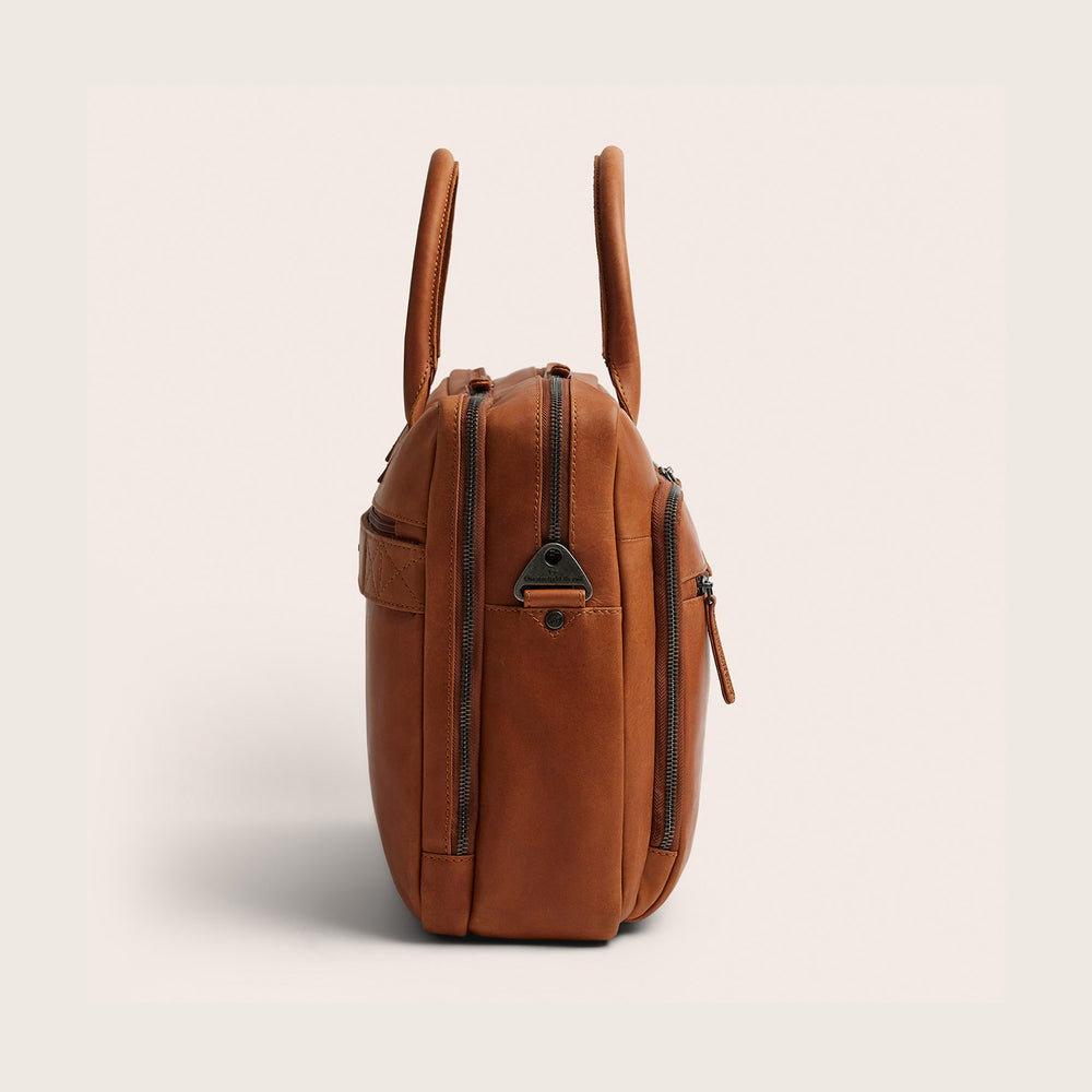 Leather Laptop Bag Cognac Tacama