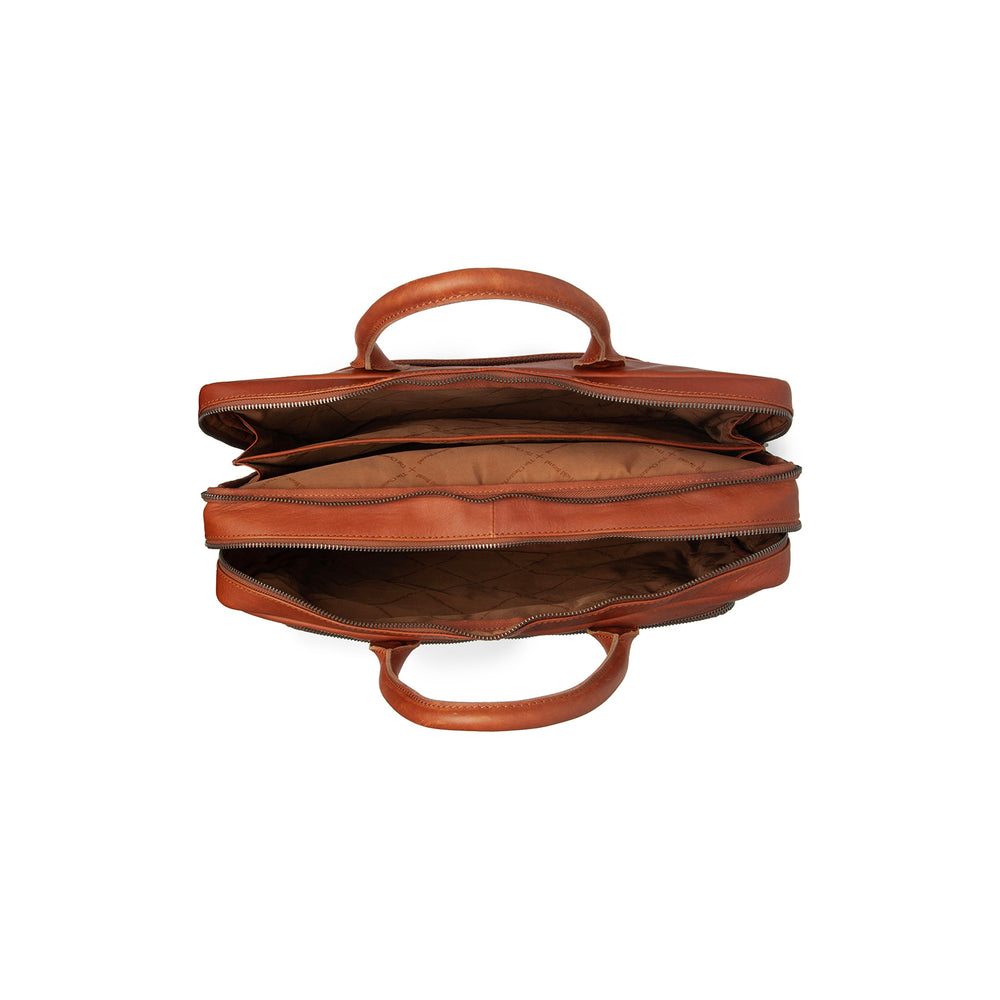 Leather Laptop Bag Cognac Tacama
