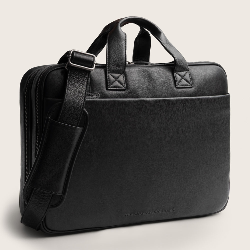Sacoche Ordinateur en Cuir Noir Venturo