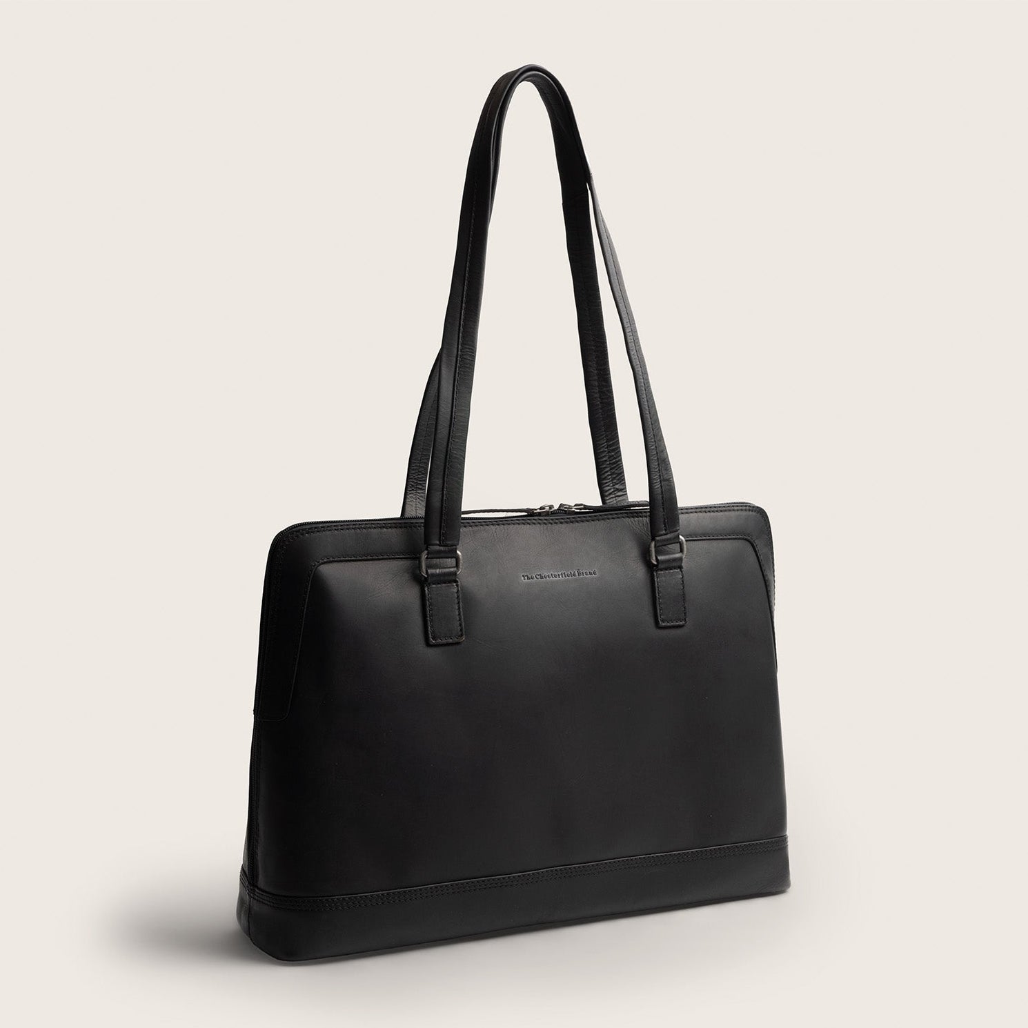 Sac Porté Épaule Ordinateur en Cuir Noir Isara