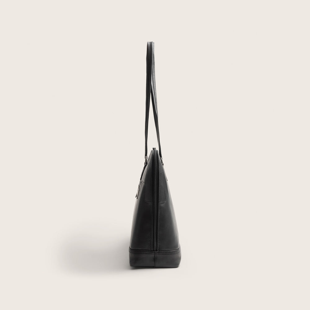 Sac Porté Épaule Ordinateur en Cuir Noir Isara