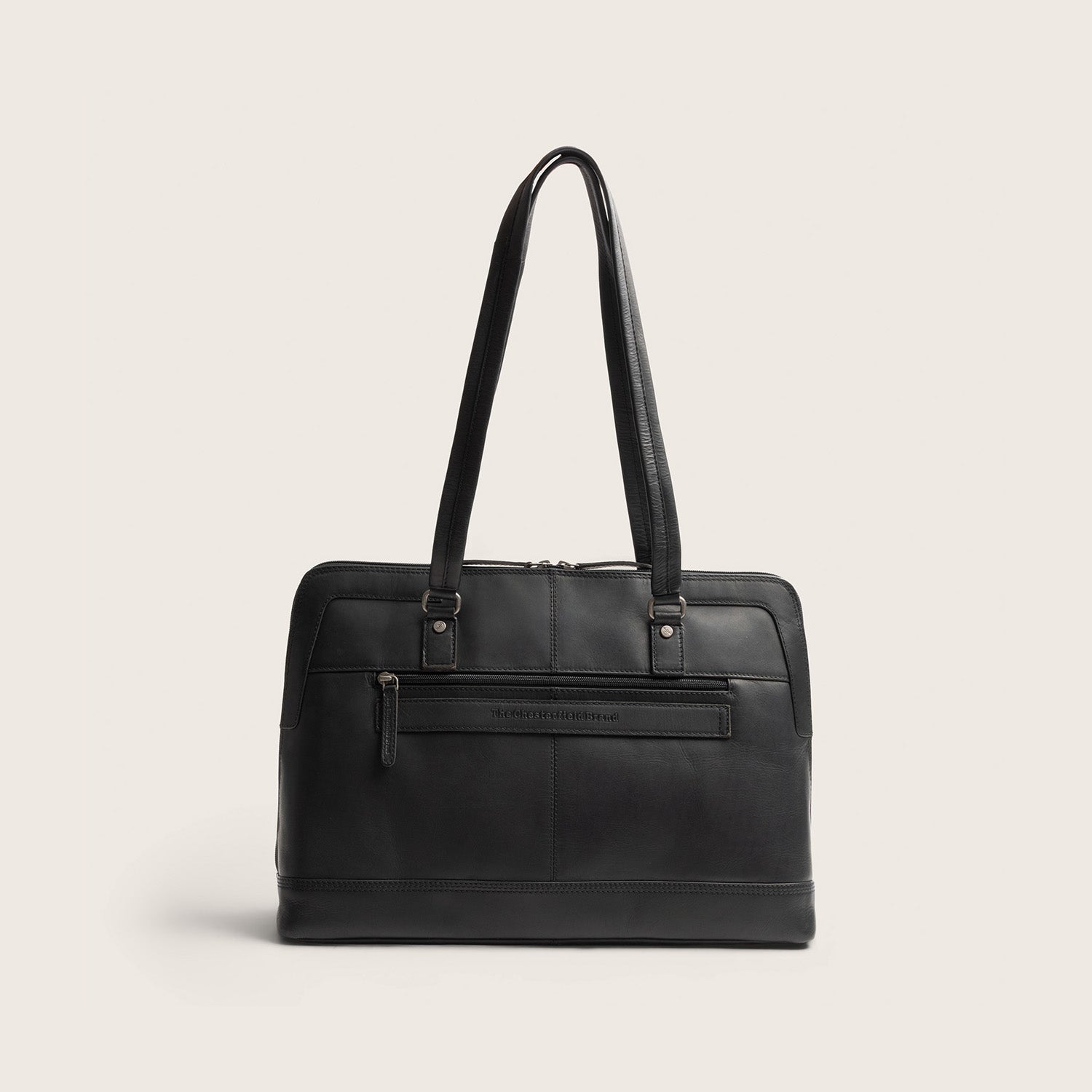 Sac Porté Épaule Ordinateur en Cuir Noir Isara