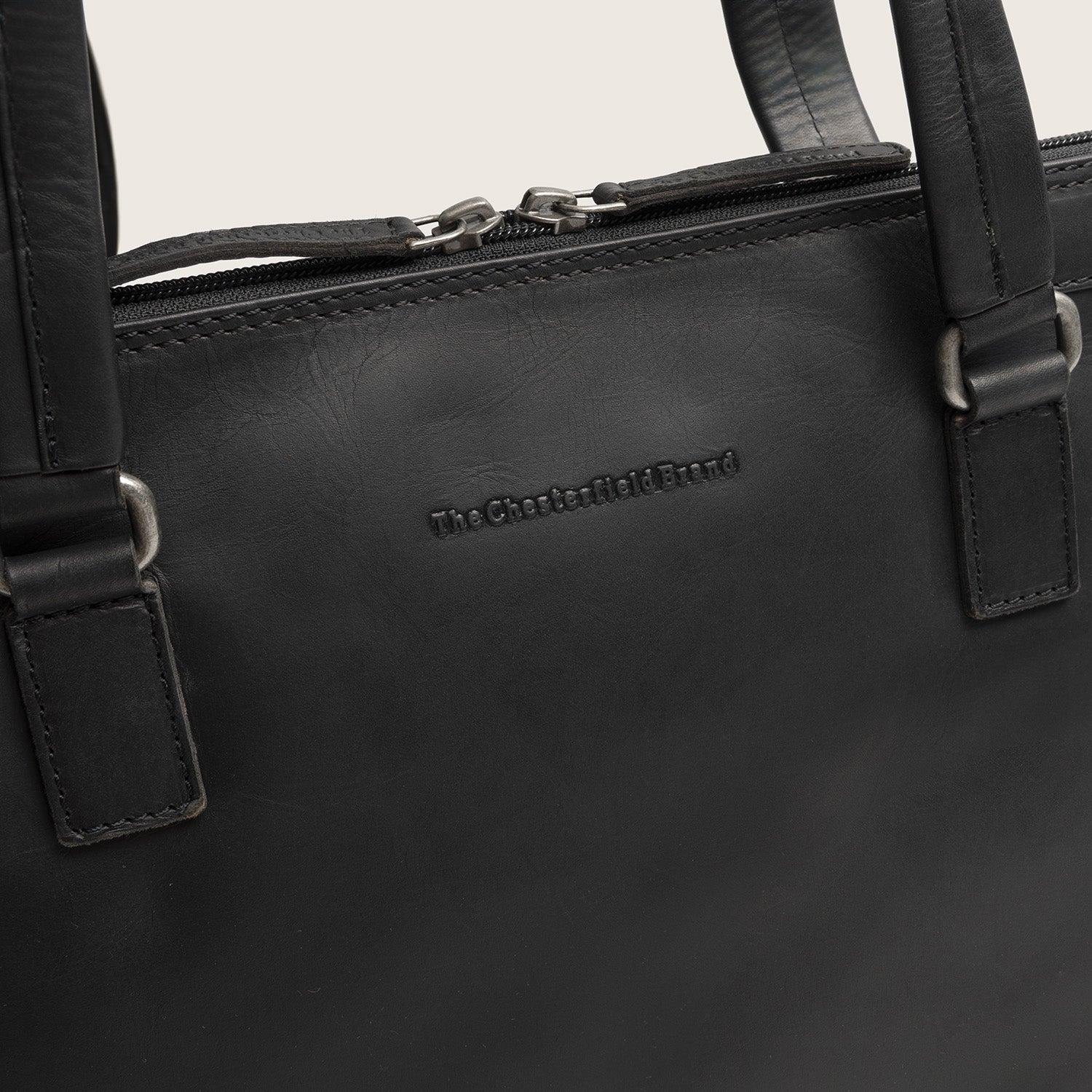 Sac Porté Épaule Ordinateur en Cuir Noir Isara