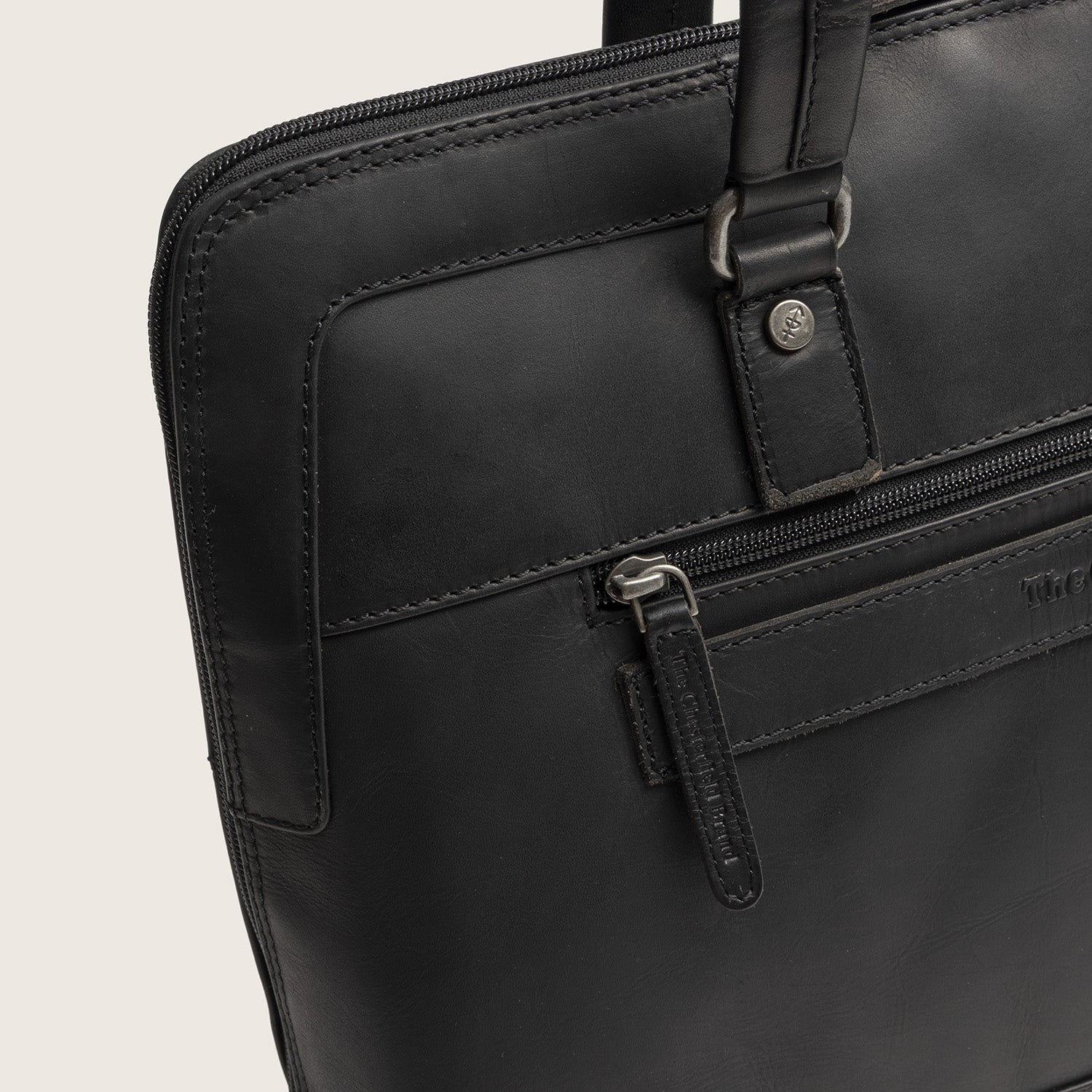Sac Porté Épaule Ordinateur en Cuir Noir Isara