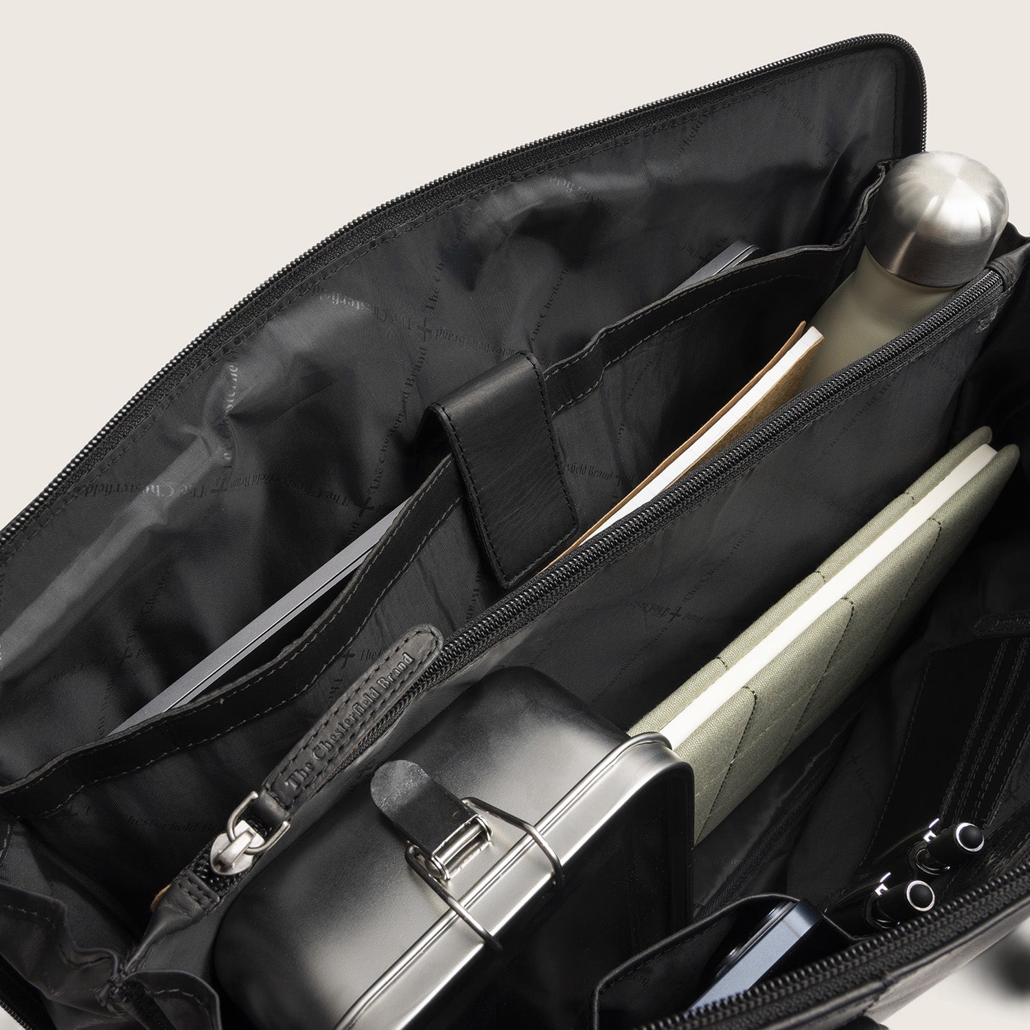 Sac Porté Épaule Ordinateur en Cuir Noir Isara