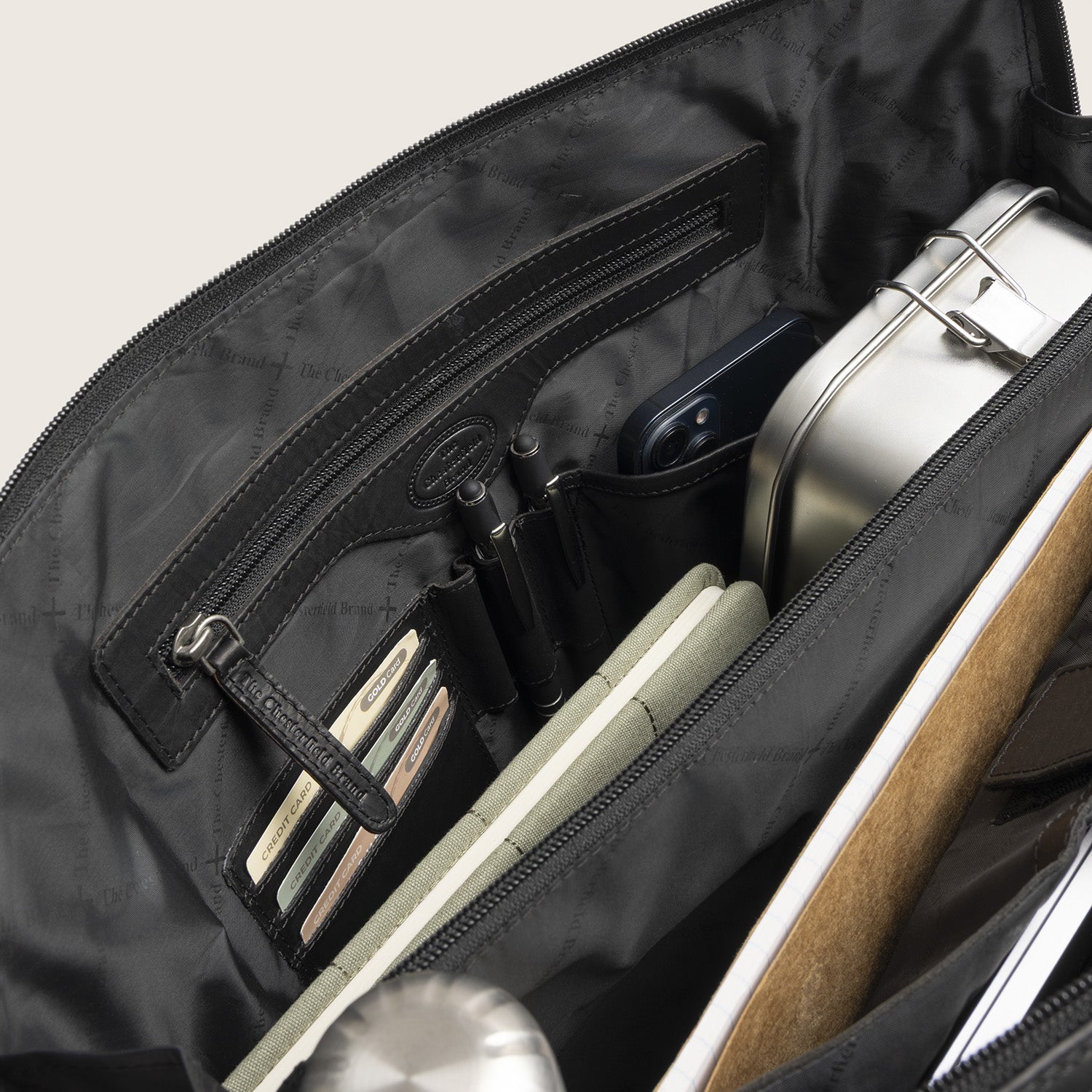 Sac Porté Épaule Ordinateur en Cuir Noir Isara