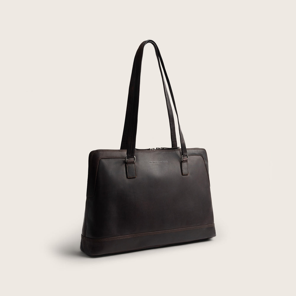 Sac Porté Épaule Ordinateur en Cuir Marron Isara