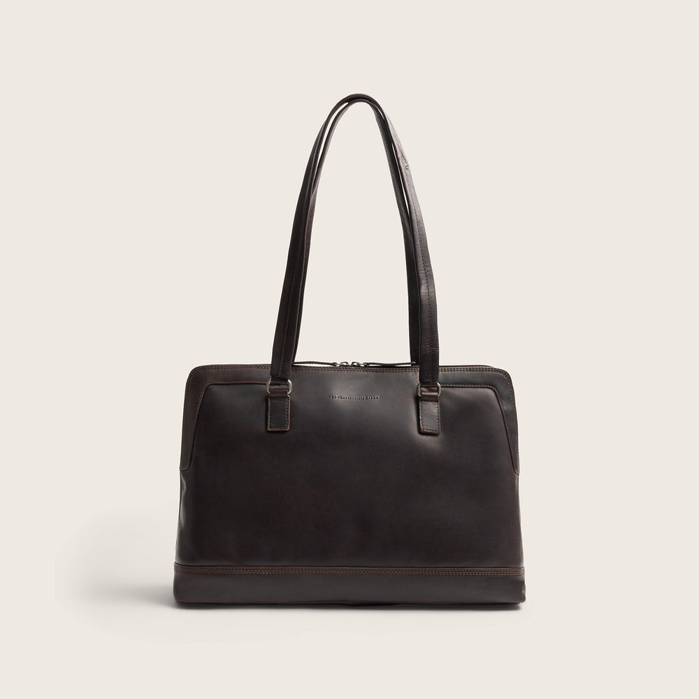 Sac Porté Épaule Ordinateur en Cuir Marron Isara